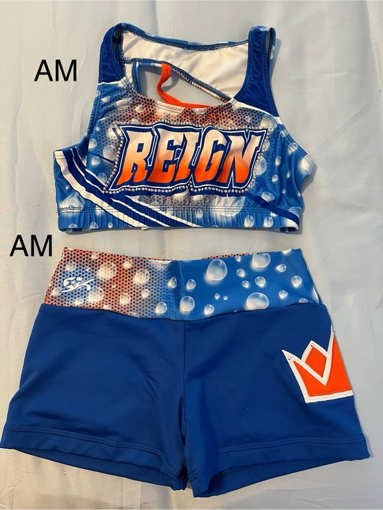 Reign Blue & Orange Women’s Practice Wear, Sports Bra and Shorts Set
